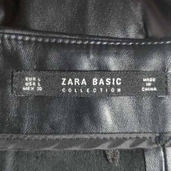 ZARA - FAUX LEATHER BLACK SKIRT - Picture 8 of 10